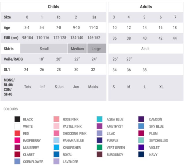 Sizing Guide   Ayrshire Schoolwear