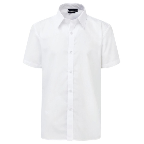 White Slim Fit Short Sleeve Shirt (Twinpack), Shirts & Blouses, Grange Academy, Greenwood Academy, Kilmarnock Academy, Loudoun Academy, Marr College, St. Joseph's Academy, St. Matthew's Academy, Stewarton Academy